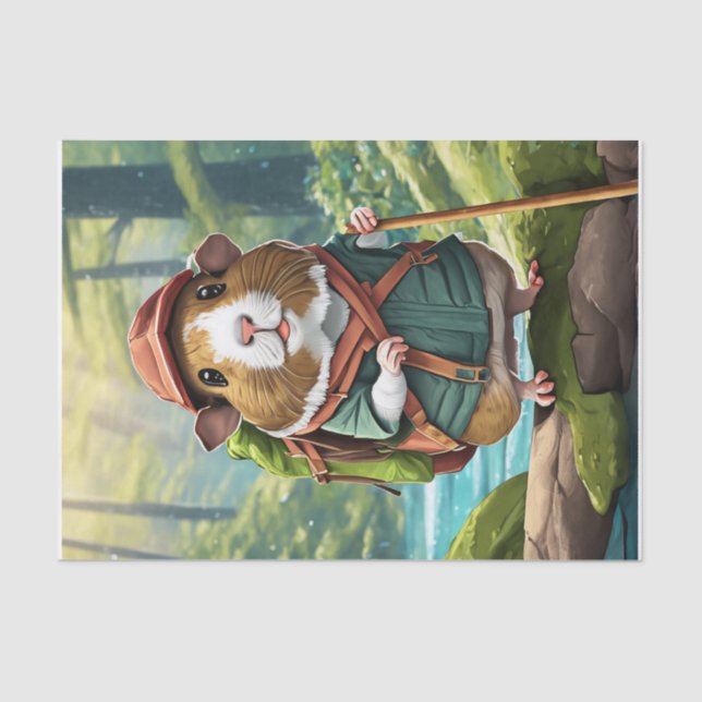 Storybook Wanderer, Guinea Pig Hiker Dude Tissue Paper (Front)