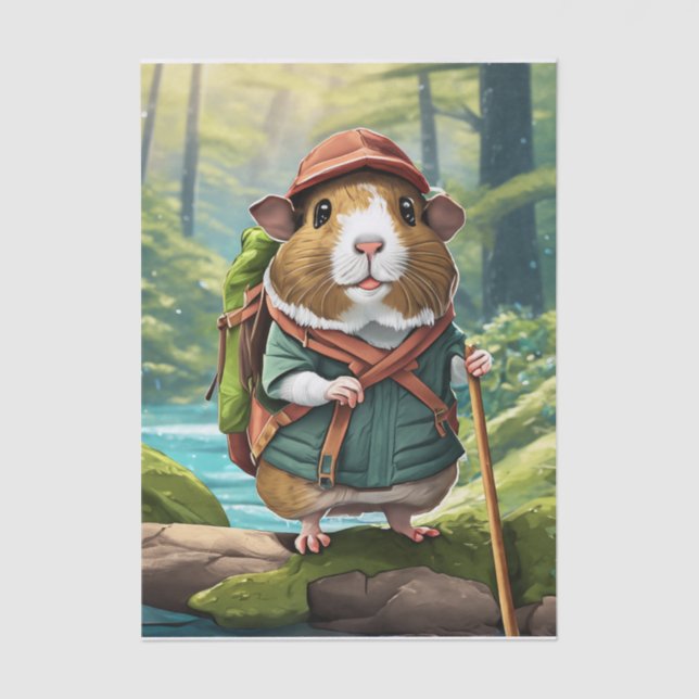 Storybook Wanderer, Guinea Pig Hiker Dude Tissue Paper (Front)