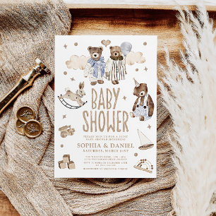Storybook Whimsical Bears Joint Baby Shower Invitation