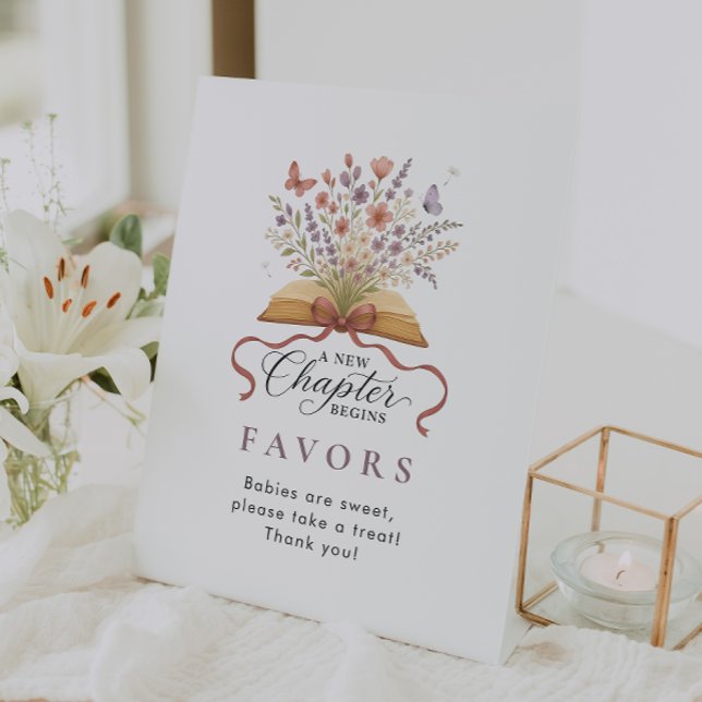 Storybook Wildflower Baby Shower Favour Table Top Pedestal Sign (Creator Uploaded)