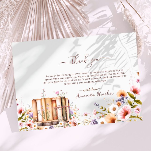 Storybook Wildflower Wood Slice Bridal Shower Thank You Card (Creator Uploaded)