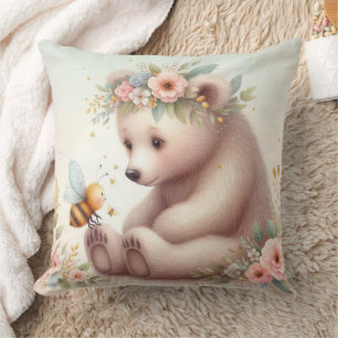 Storybook Woodland Babies Bear And Bee Cushion