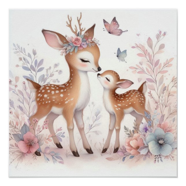 Storybook Woodland Babies Deer Love Poster (Front)