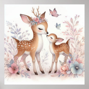 Storybook Woodland Babies Deer Love Poster