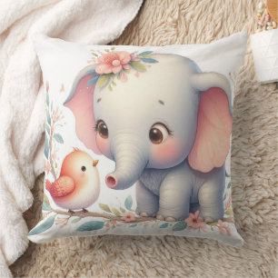 Storybook Woodland Babies Elephant and Bird Cushion