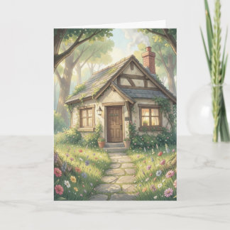 Storybook Woodland Cottage Greeting Card – Cosy
