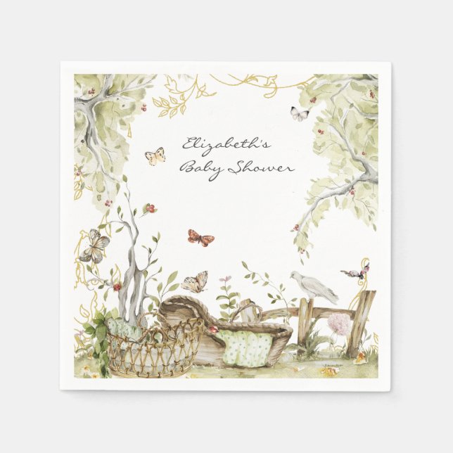Storybook | Woodland Forest Baby Shower Napkin (Front)