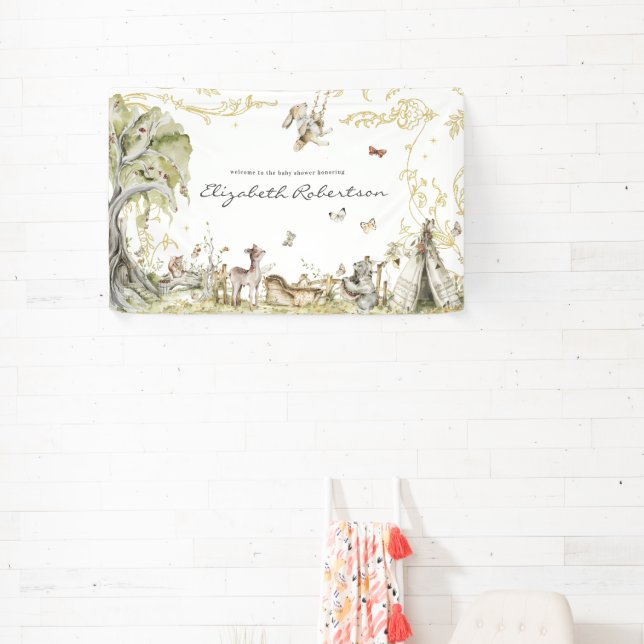 Storybook | Woodland Forest Baby Shower Welcome Banner (Insitu)