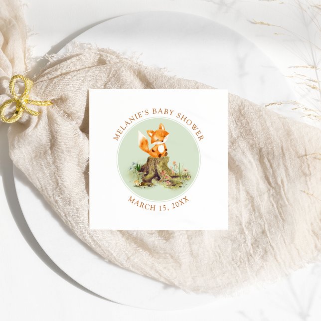 Storybook Woodland Fox Baby Shower Napkin (Creator Uploaded)