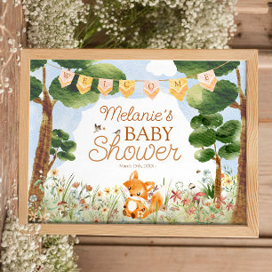 Storybook Woodland Fox Baby Shower Welcome Poster