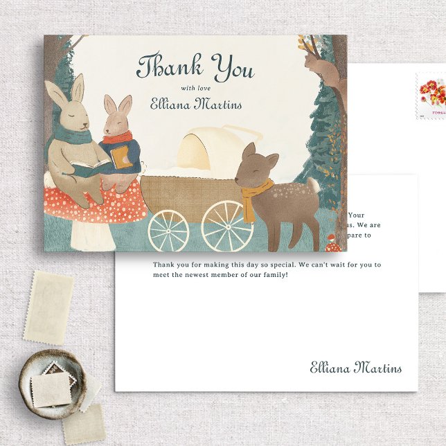 Storybook Woodland Friends Baby Shower Thank You Card (Creator Uploaded)