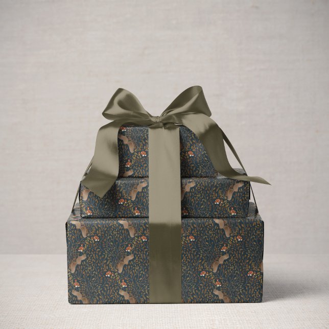Storybook Woodland Friends Sleepy Squirrel Forest Wrapping Paper (Creator Uploaded)