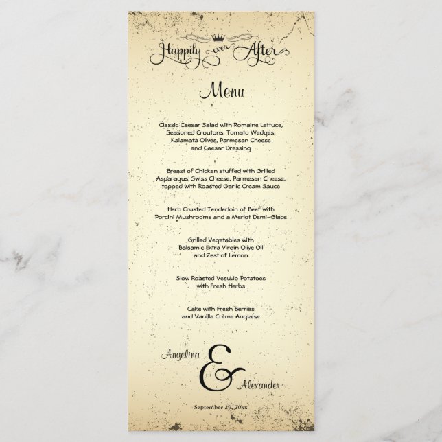 Storyline Customisable Wedding Menu Card (Front)