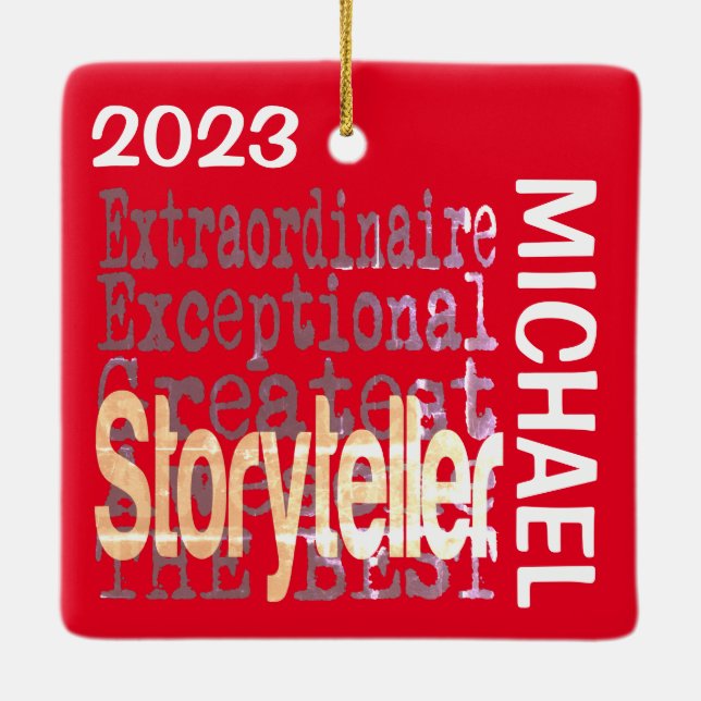 Storyteller Extraordinaire CUSTOM Ceramic Ornament (Back)