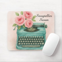Storyteller  Vintage Typewrite Watercolor Mousepad