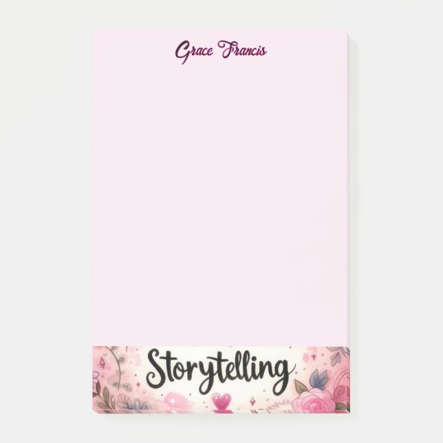 Storytelling Pink Charm Writers Desktop  Post-it Notes (Front)