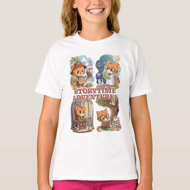 Storytime Adventures – A Journey Through Books T-Shirt (Front)