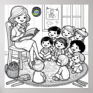 Storytime Circle Colouring Poster