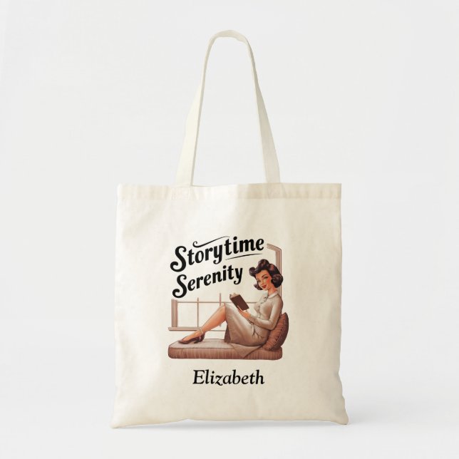 Storytime Serenity Book Lover Quote Tote Bag (Front)