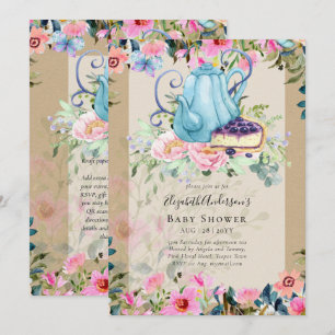 Storytime Tea Party Baby Shower Invitations