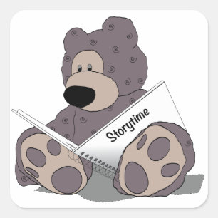 Storytime Teddy Bear Square Sticker