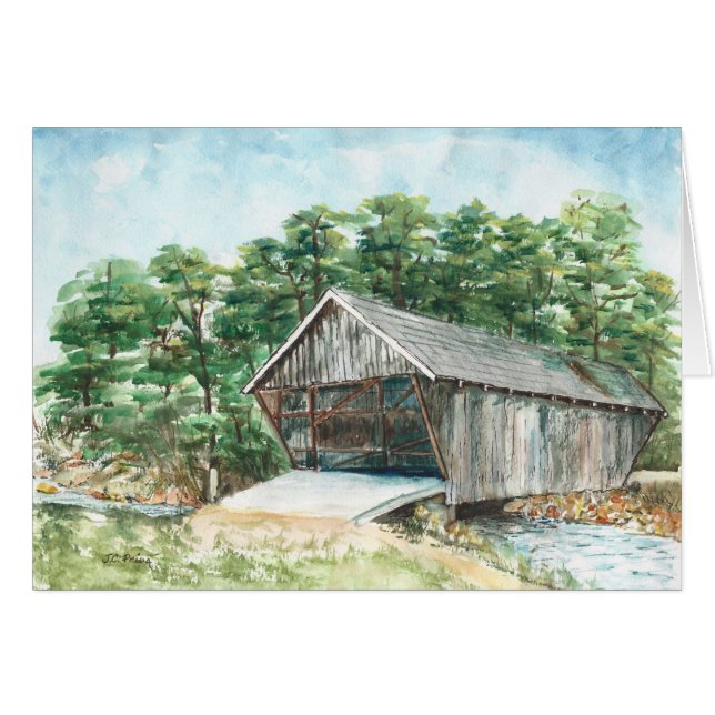Stovall Mill Covered Bridge Watercolor Painting (Front Horizontal)