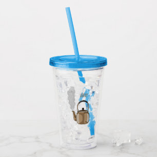 Stovetop or hob kettle cartoon illustration  acrylic tumbler