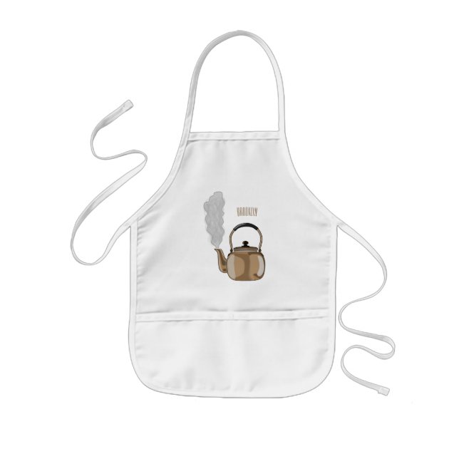 Stovetop or hob kettle cartoon illustration  kids apron (Front)