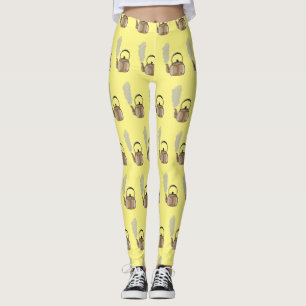 Stovetop or hob kettle cartoon illustration leggings