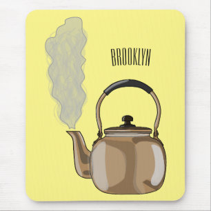 Stovetop or hob kettle cartoon illustration  mouse mat
