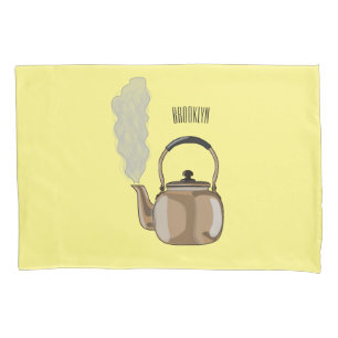 Stovetop or hob kettle cartoon illustration  pillowcase