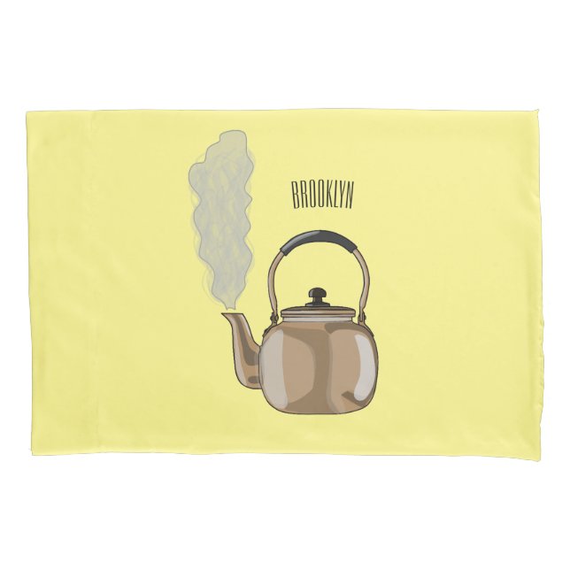 Stovetop or hob kettle cartoon illustration  pillowcase (Front)
