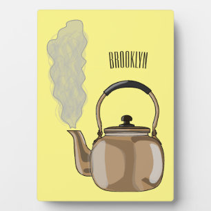 Stovetop or hob kettle cartoon illustration plaque