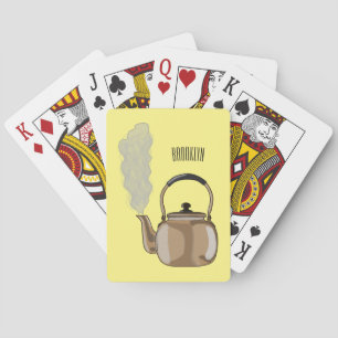 Stovetop or hob kettle cartoon illustration  playing cards