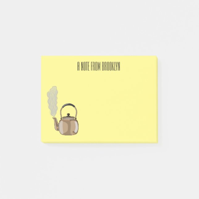 Stovetop or hob kettle cartoon illustration  post-it notes (Front)