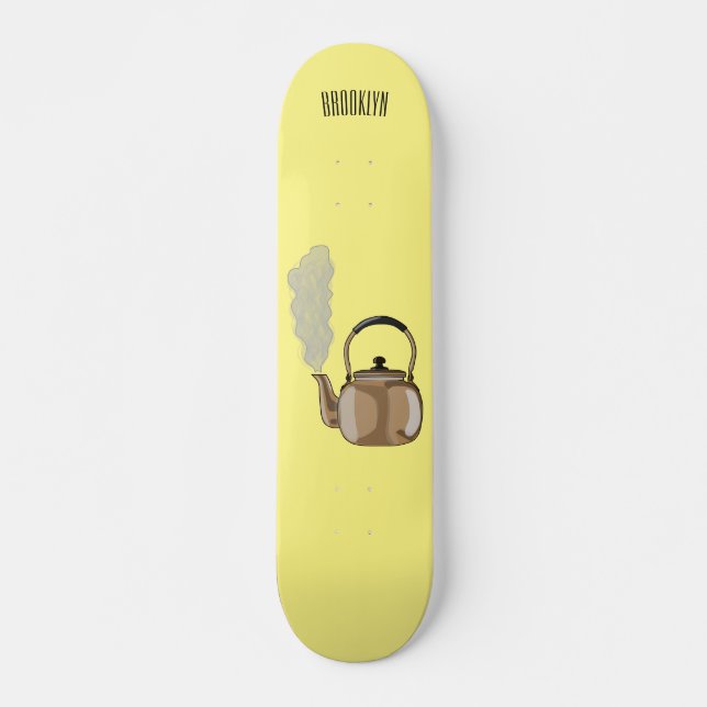 Stovetop or hob kettle cartoon illustration  skateboard (Front)