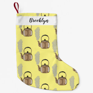 Stovetop or hob kettle cartoon illustration small christmas stocking