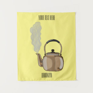 Stovetop or hob kettle cartoon illustration  tapestry