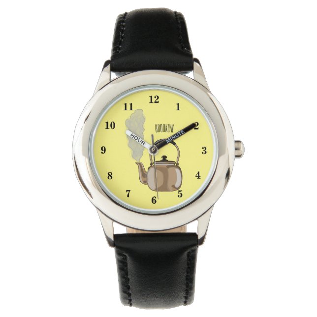 Stovetop or hob kettle cartoon illustration watch (Front)