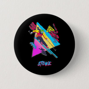Stowe Colourful Retro Vintage Skier 80s Inspired W 6 Cm Round Badge