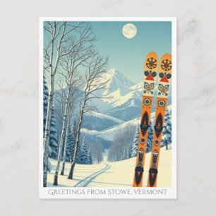 Stowe Mountain Vermont ski vacation Postcard
