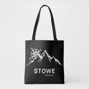 Stowe Vermont Black Shoulder Tote Bag