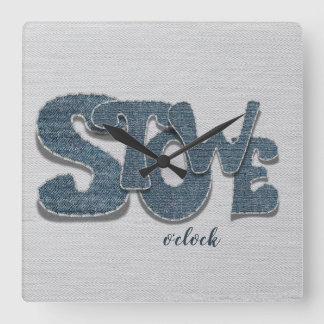 Stowe Vermont Denim Letter Square Wall Clock