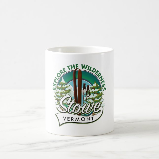 Stowe Vermont ,Explore the Wilderness ski poster. Coffee Mug (Center)