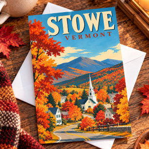 Stowe Vermont Fall Foliage Vintage Travel Postcard