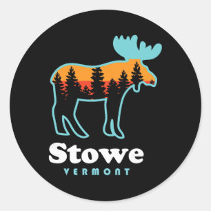 Stowe Vermont Skiing Mountains Stowe Vt Moose  Classic Round Sticker
