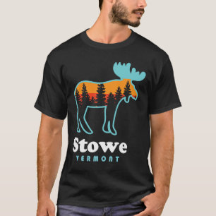 Stowe Vermont Skiing Mountains Stowe Vt Moose T-Shirt