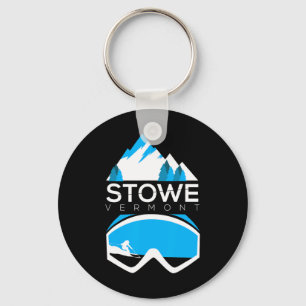 Stowe Vermont Skiing Snow Covered Mountain Tee  Key Ring