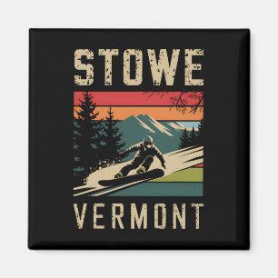 Stowe Vermont Snowboard Vintage Snowboarding Mount Magnet