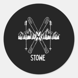 Stowe Vermont Vt Retro Vacation Skiing Snowboardin Classic Round Sticker